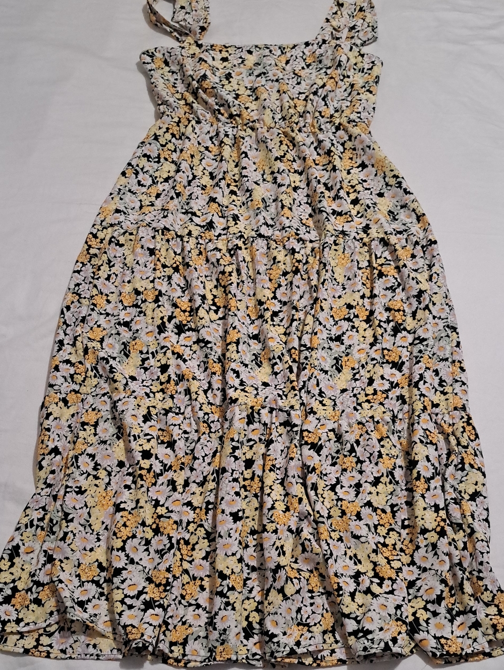 Sanctuary Black Floral Dress with Yellow & White Blooms